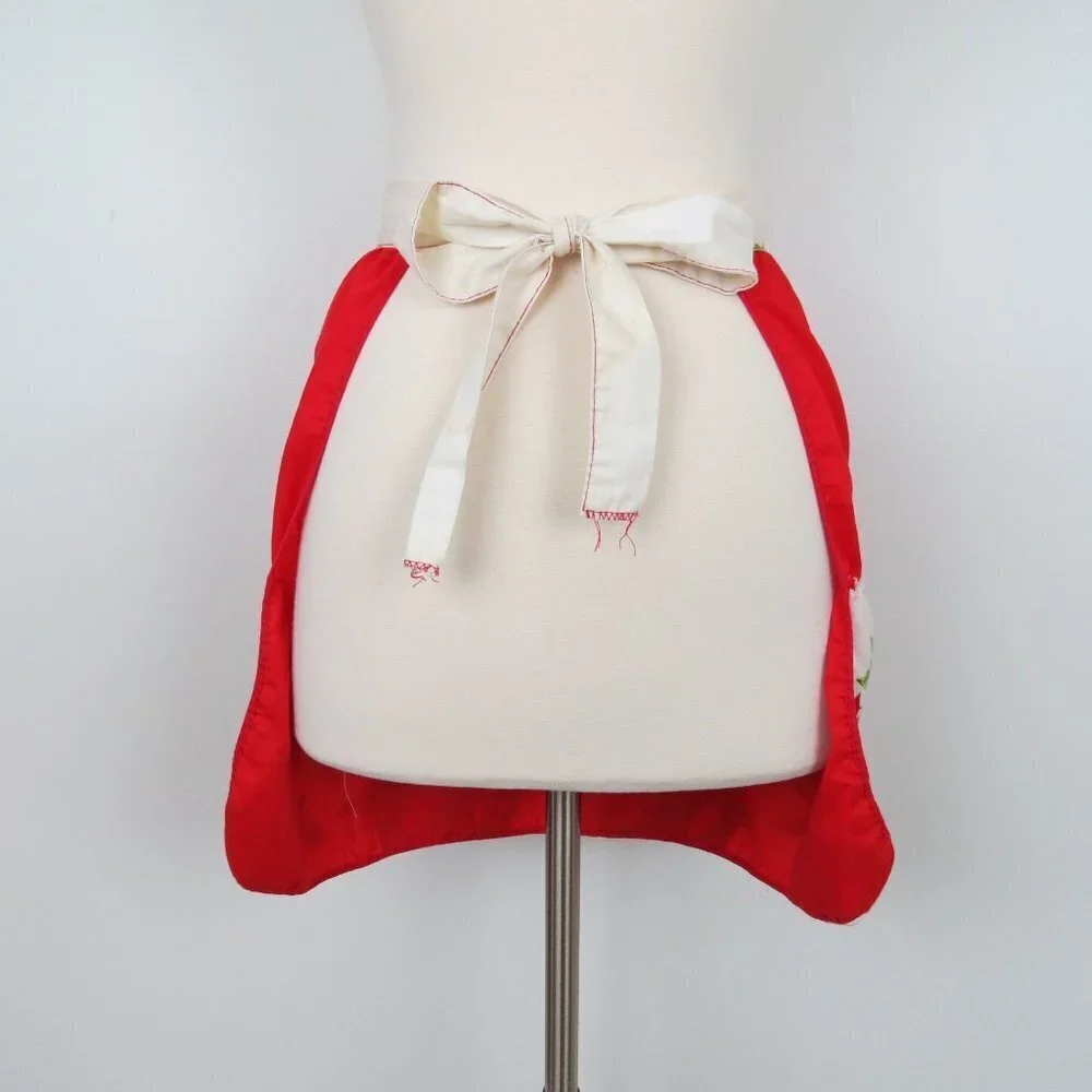VINTAGE 50s/60s Poinsettia Christmas Half Apron
